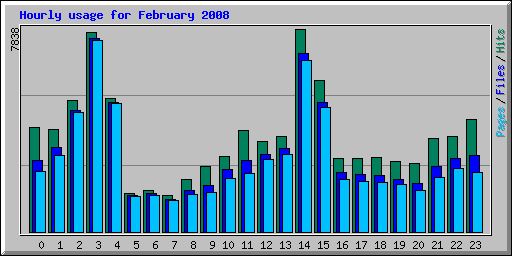 Hourly usage for February 2008