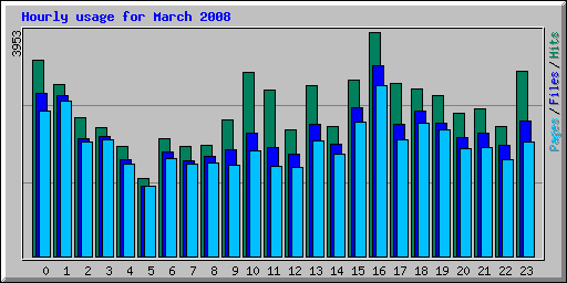 Hourly usage for March 2008