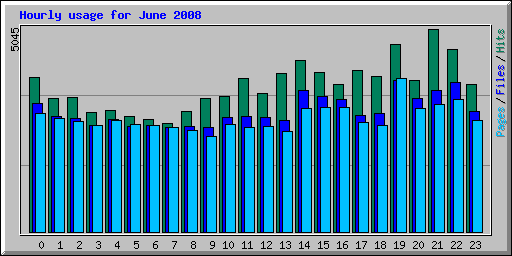 Hourly usage for June 2008