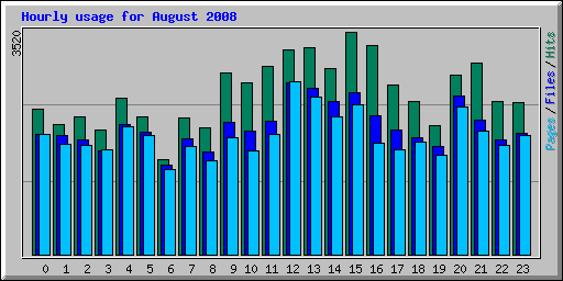 Hourly usage for August 2008
