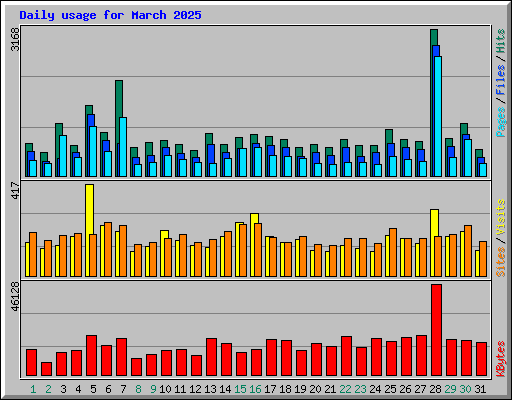 Daily usage for March 2025