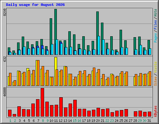 Daily usage for August 2026