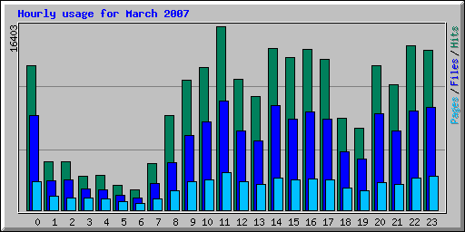 Hourly usage for March 2007