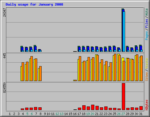 Daily usage for January 2008