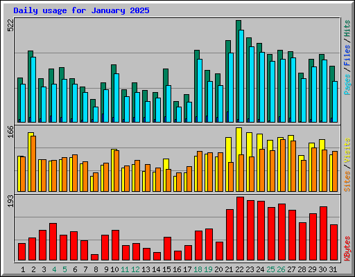 Daily usage for January 2025