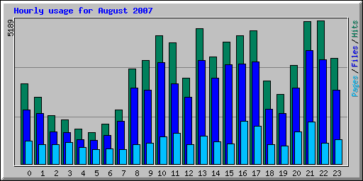 Hourly usage for August 2007