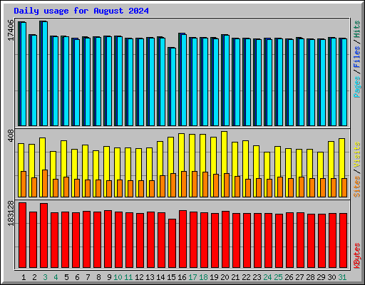 Daily usage for August 2024