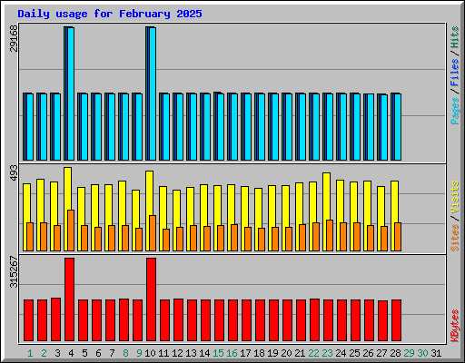 Daily usage for February 2025