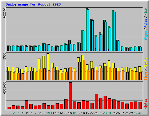 Daily usage for August 2025